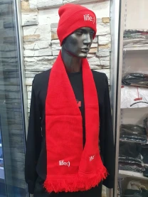 Набор - шапка, шарф, печатки, с логотипом моб оператора Life