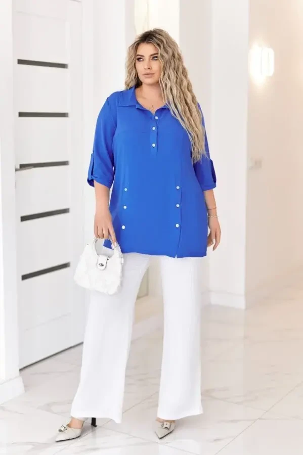 Жіноча блуза туніка великих розмірів 54-58 софт синій 3