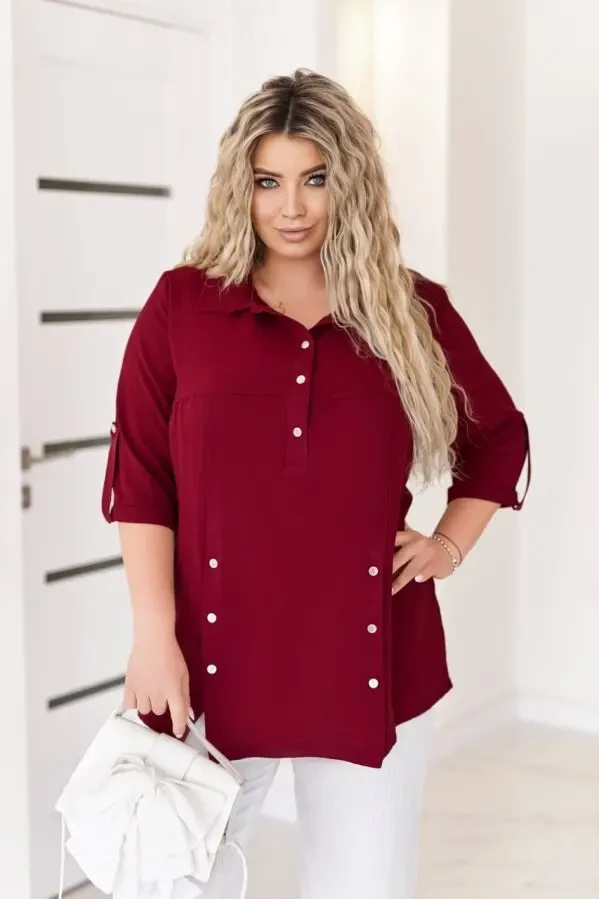 Жіноча блуза туніка великих розмірів 54-58 софт бордо 4