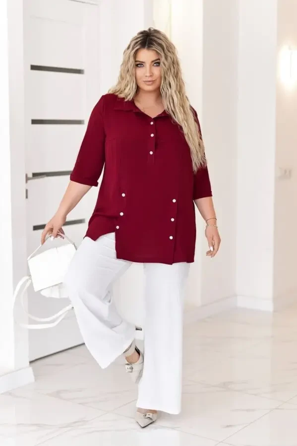Жіноча блуза туніка великих розмірів 54-58 софт бордо