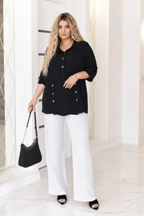 Жіноча блуза туніка великих розмірів 54-58 софт чорний