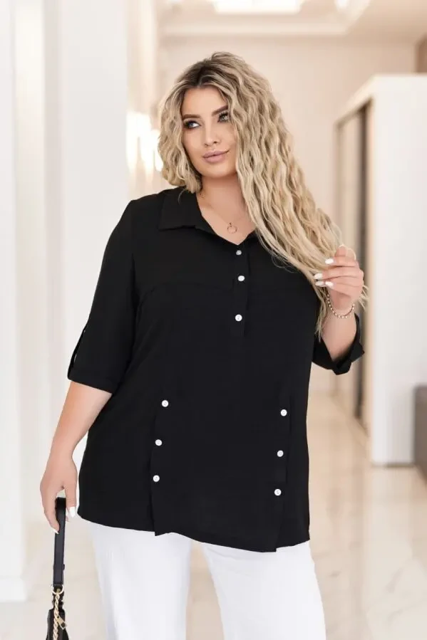 Жіноча блуза туніка великих розмірів 54-58 софт чорний 4