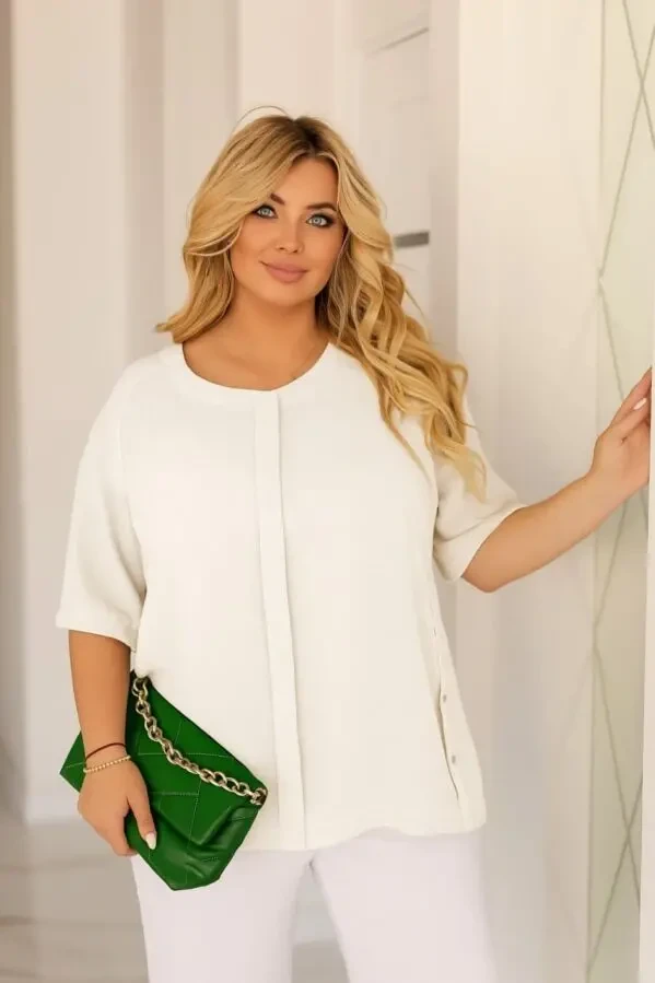 Жіноча блуза великих розмірів рукав 3/4 креп коричневий 5