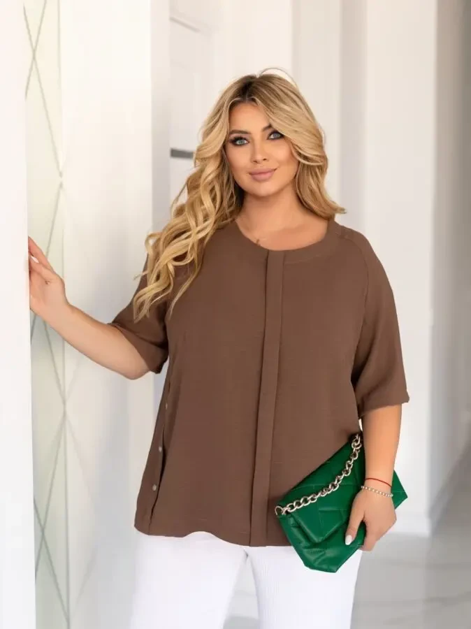 Жіноча блуза великих розмірів рукав 3/4 креп чорний 6