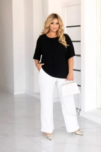 Жіноча блуза великих розмірів рукав 3/4 креп чорний