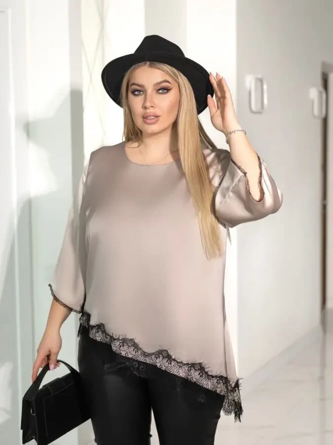 Жіноча блуза туніка асіметрія червона шовк Армані великі розміри 52-56 7