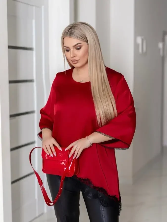 Жіноча блуза туніка асіметрія бежева шовк Армані великі розміри 52-56 6