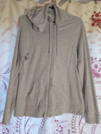 Серая спортивная кофта с капюшоном 12 м, хлопок, молния, карманы