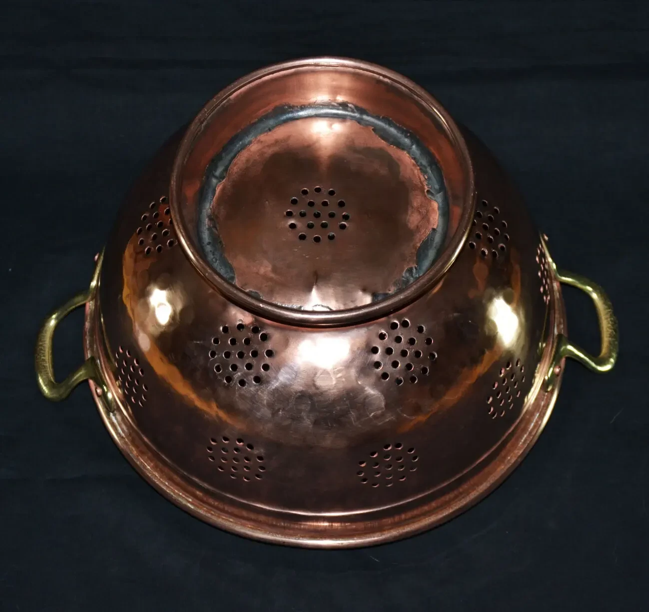 Винтажный медный дуршлаг-сушилка. 3