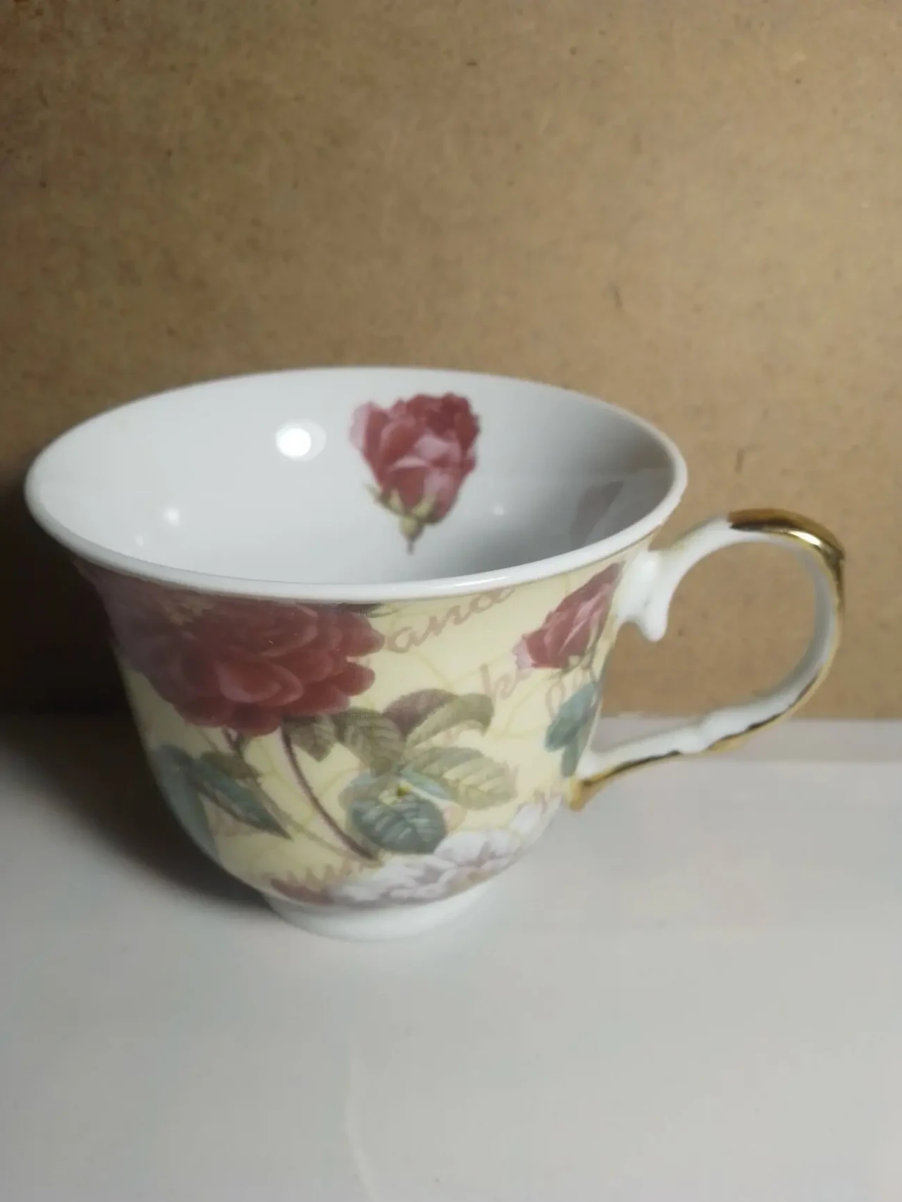 Elina чашка белая керамика фарфор рисунок розы цветы, и блюдце 3