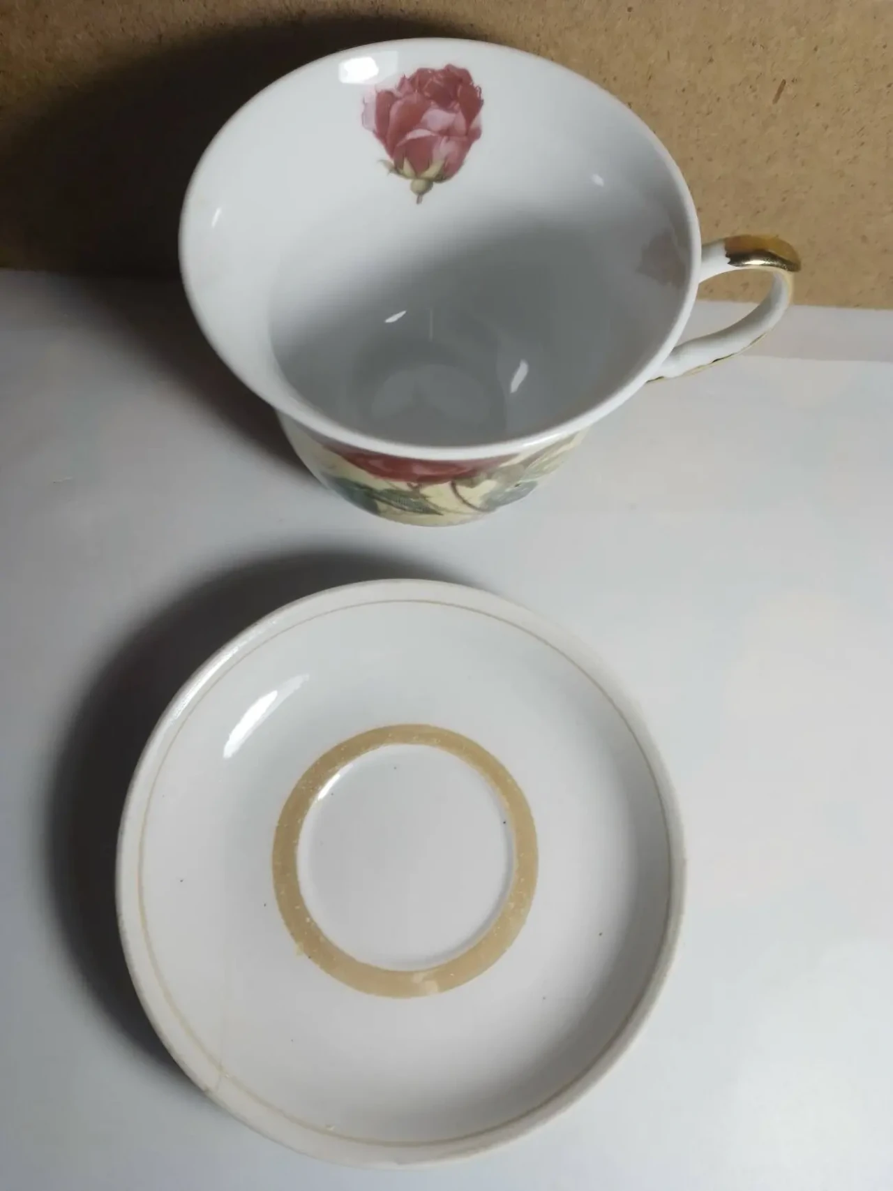 Elina чашка белая керамика фарфор рисунок розы цветы, и блюдце 6