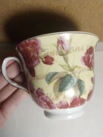 Elina чашка белая керамика фарфор рисунок розы цветы, и блюдце