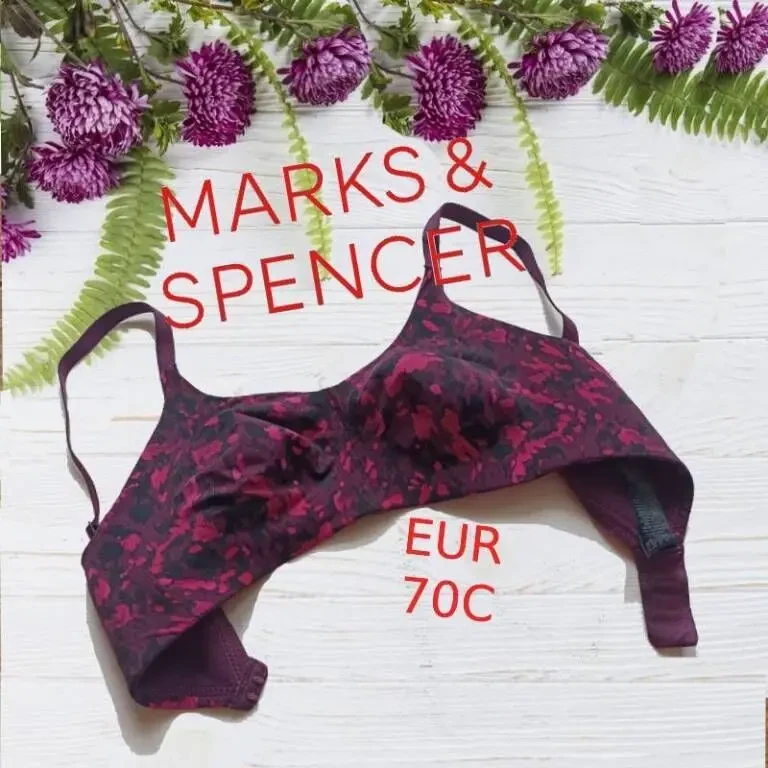 Marks Spencer EUR 70C Бюстгальтер бесшовный без косточки фуксия в прин