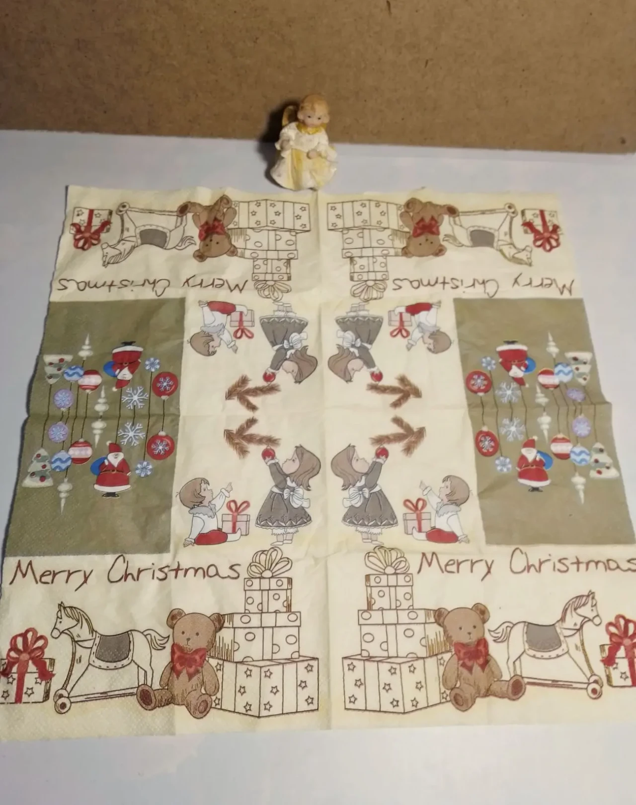 Статуэтка фигурка на рождество ангел ребенок со свечкой и салфетка 2