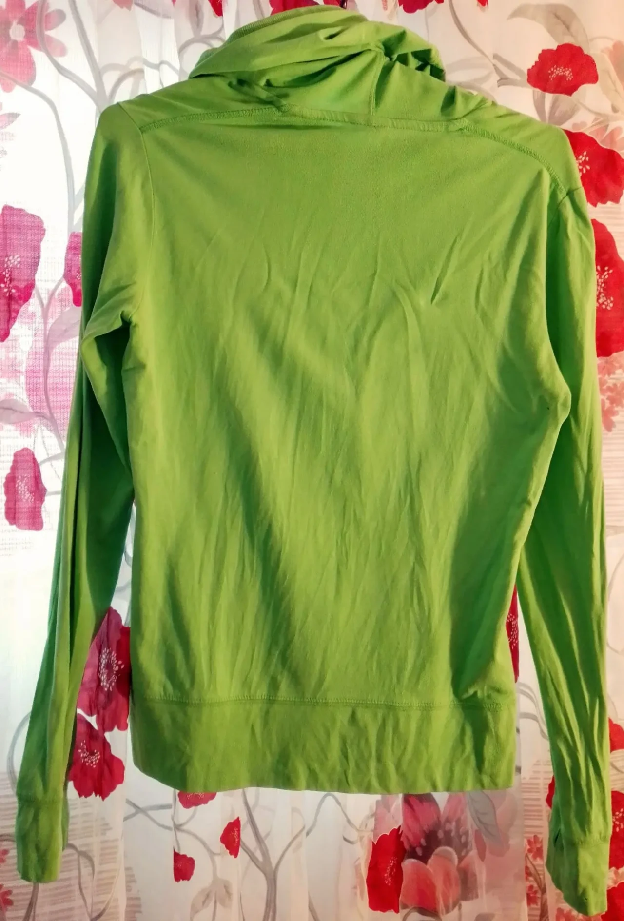 Футболка лонгслив с капюшоном худи салатовый 10 с хлопок трикотаж 2