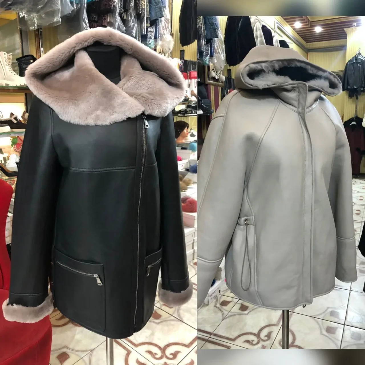 Жіноча дублянка сучасна,капюшон