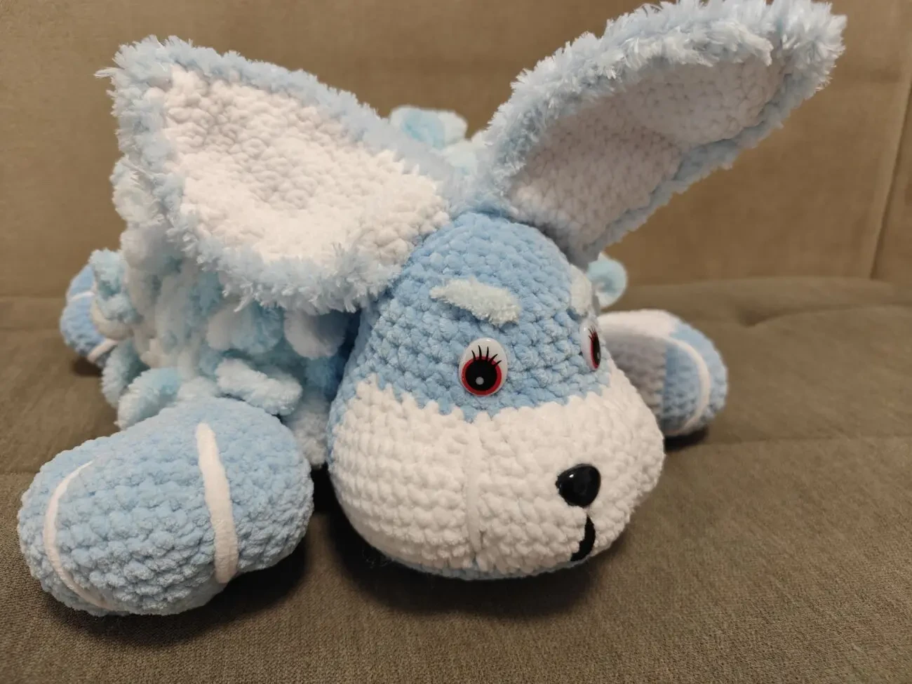 Іграшка  Зайчик подушка  м'яка в'язана ручна робота