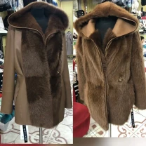 Дублянка двостороння з капюшоном,шкіра