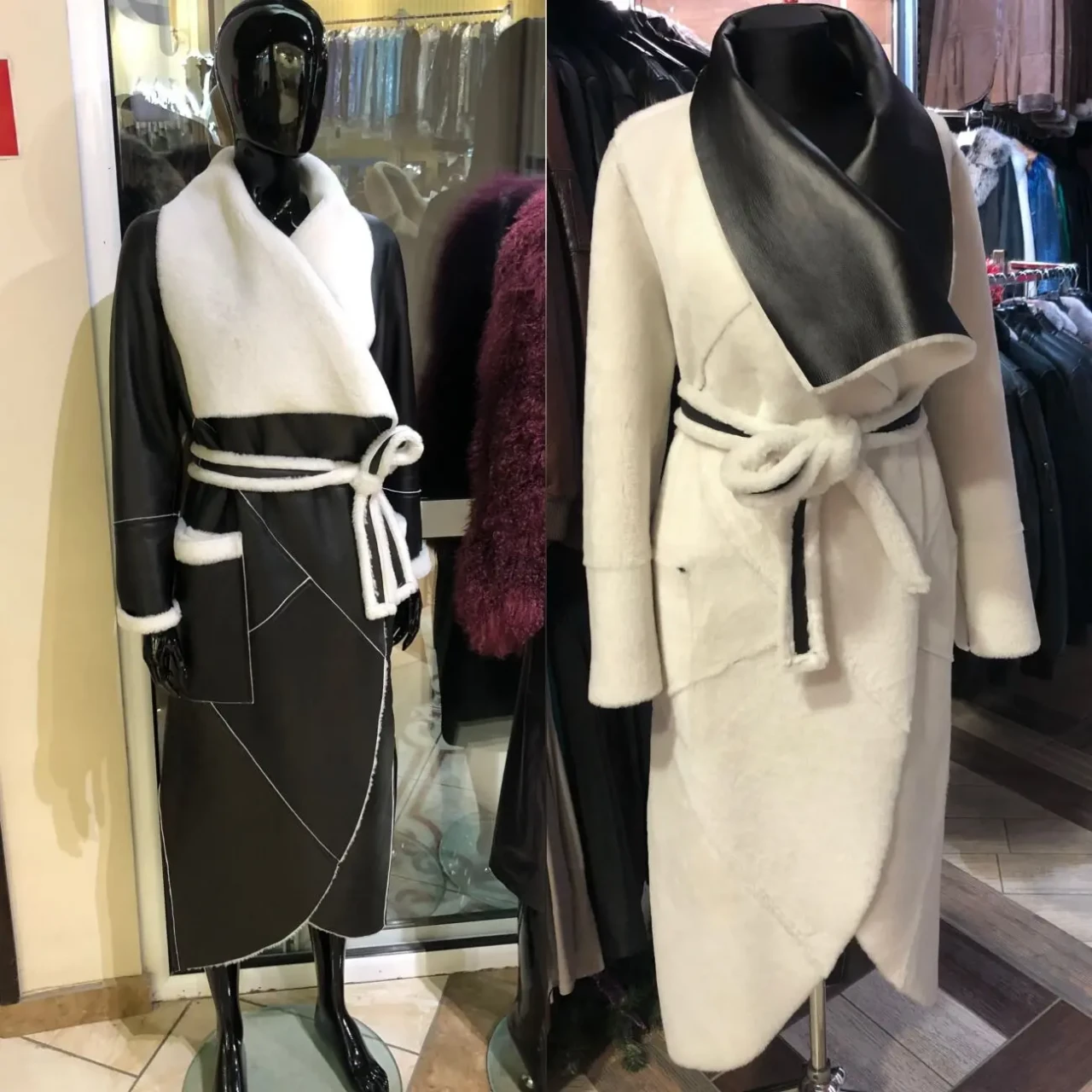 Двостороння дублянка максі,під пояс,чорна