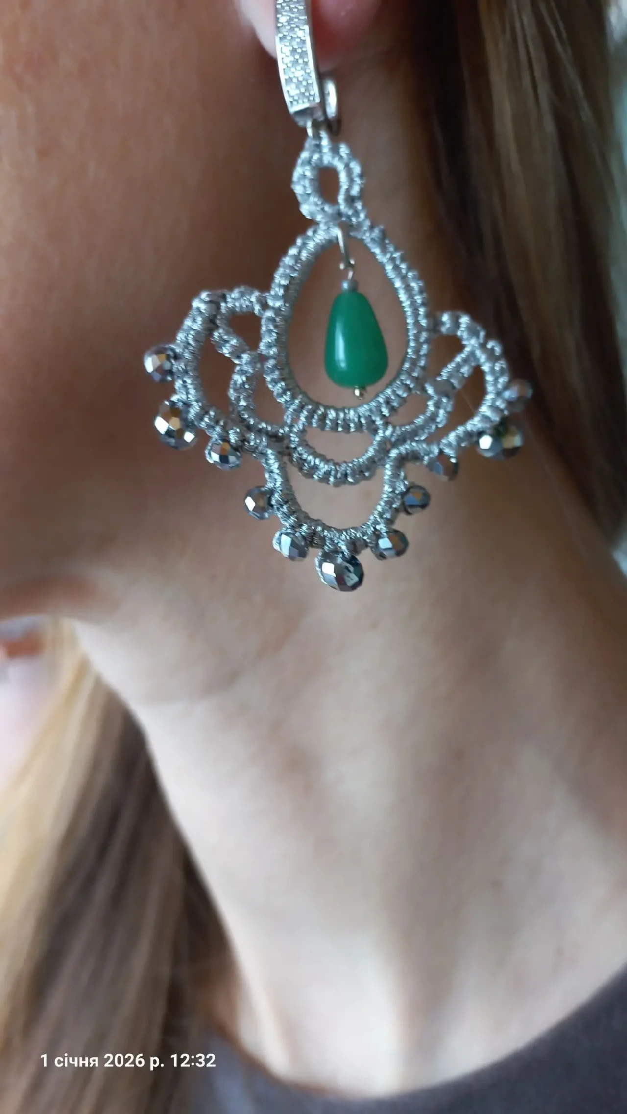 Сережки мереживні  сріблясті. Техніка фріволіте анкарс. 3