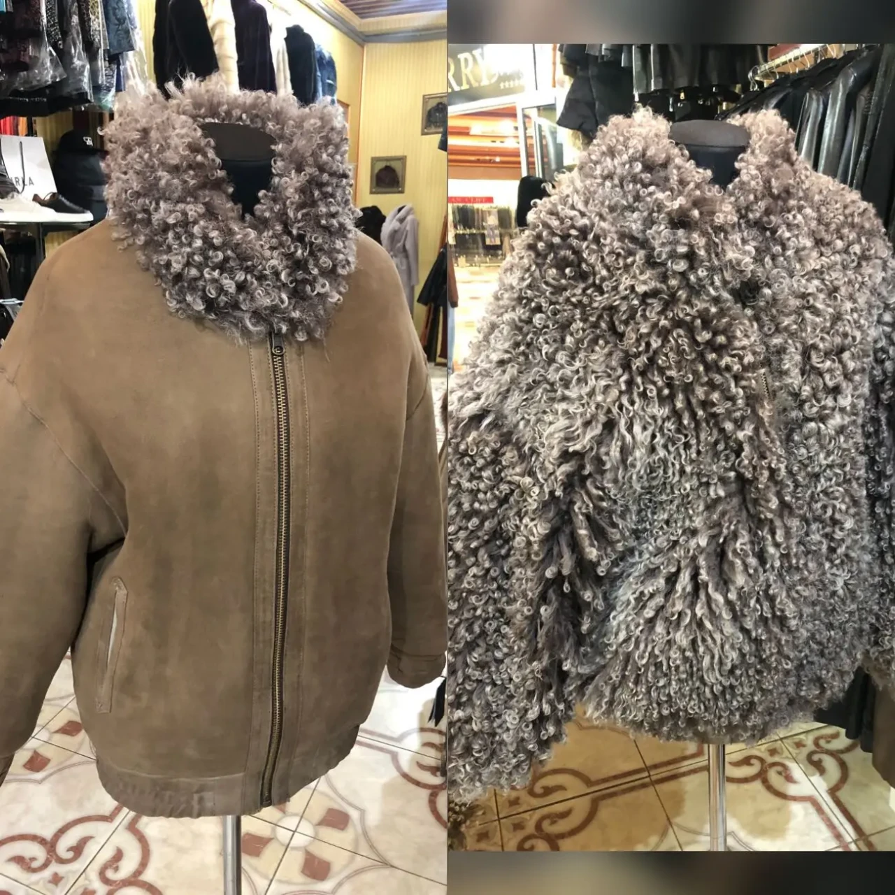 Тіградо двостороння шуба-бомбер,беж