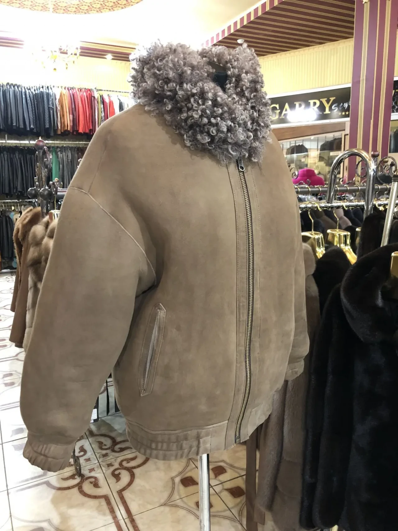 Тіградо двостороння шуба-бомбер,беж 3