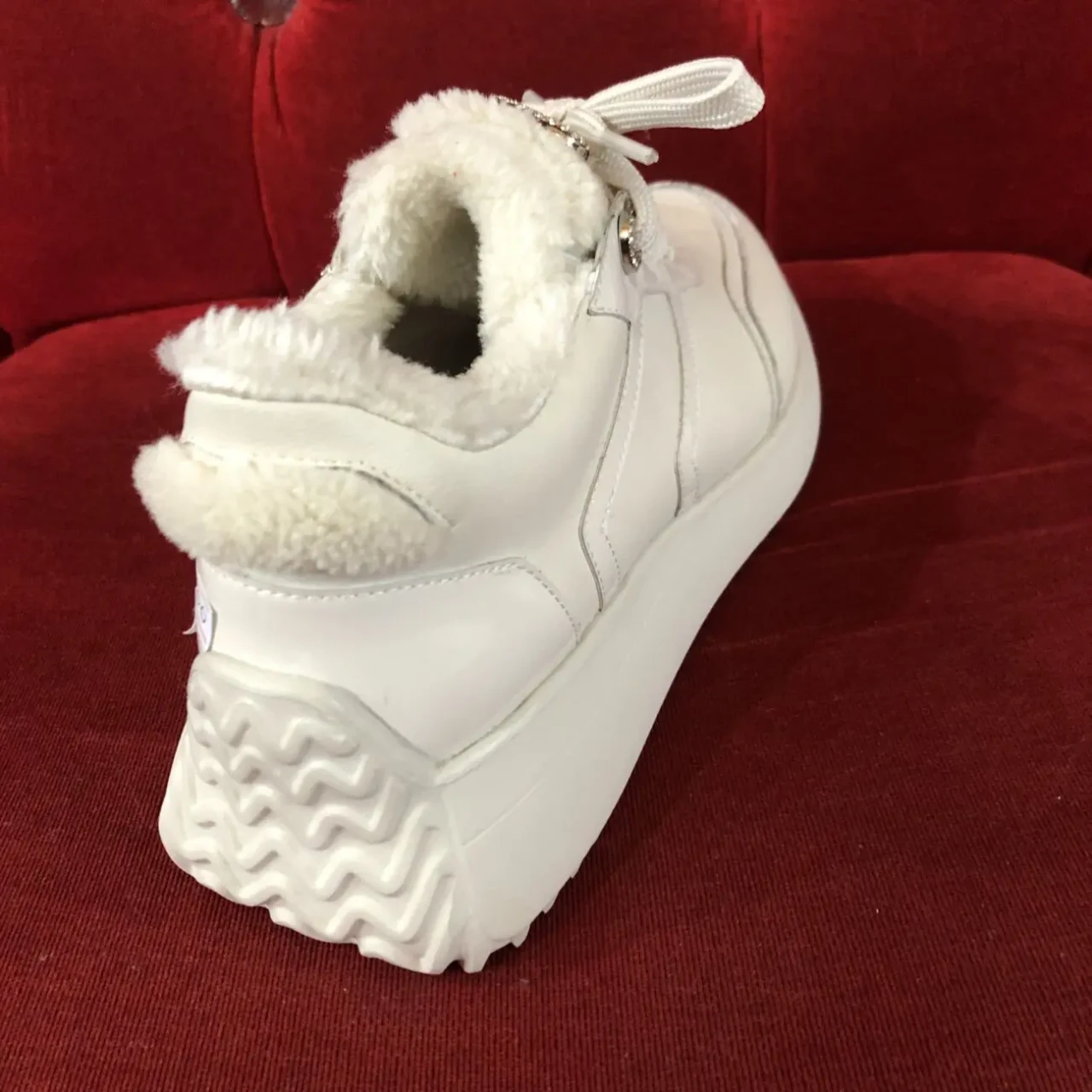 Взуття жіноче утеплене,кросівки зимові беж,шнурки 4