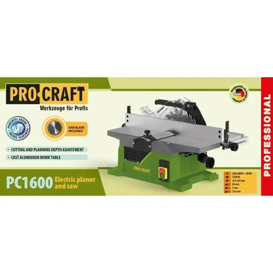 Стаціонарна циркулярна пила комбінована з фуганком Procraft PC1600 2