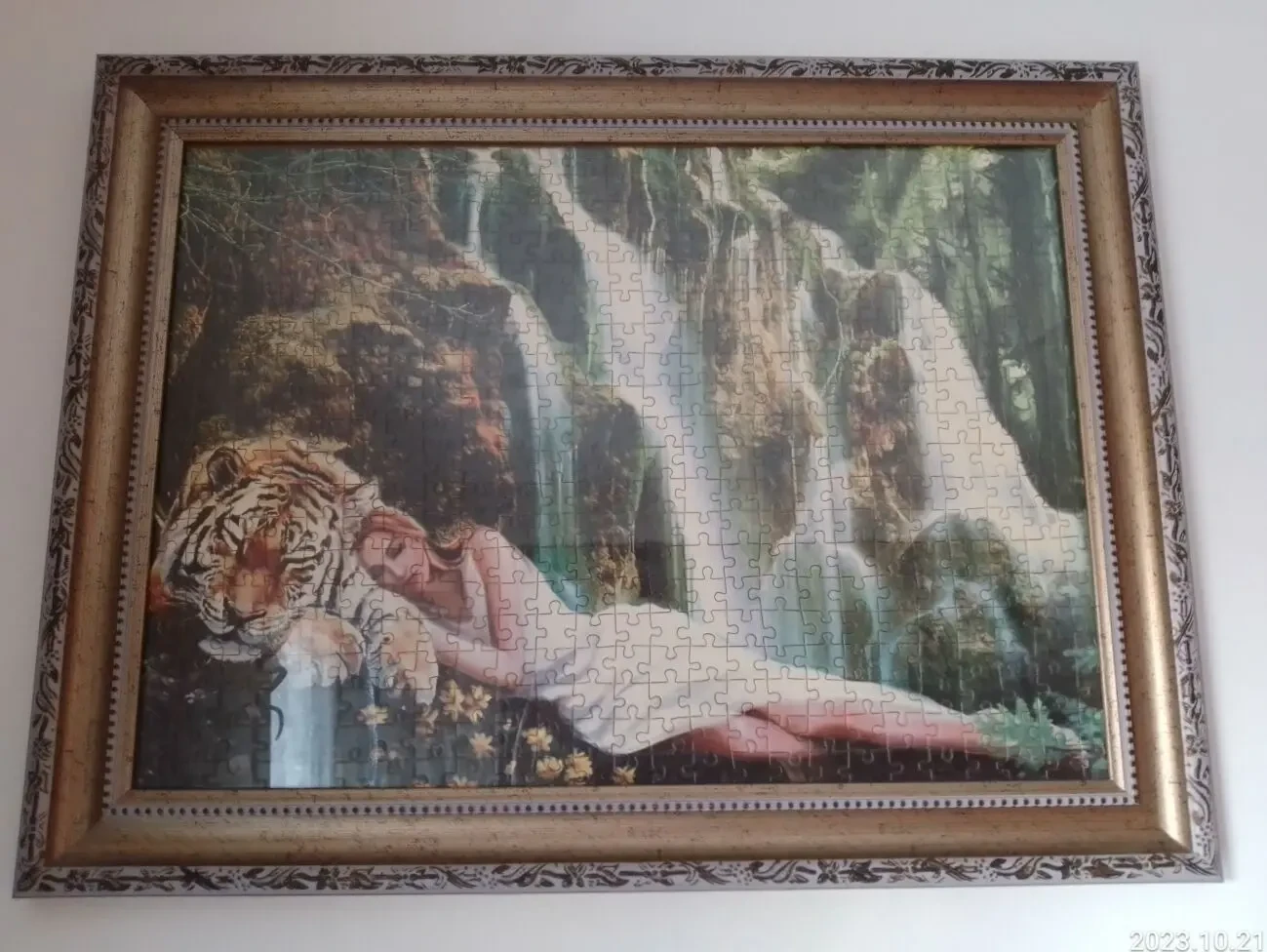 Пазл 500 девушка и тигр спящие, водопады, природа. касторленд 4