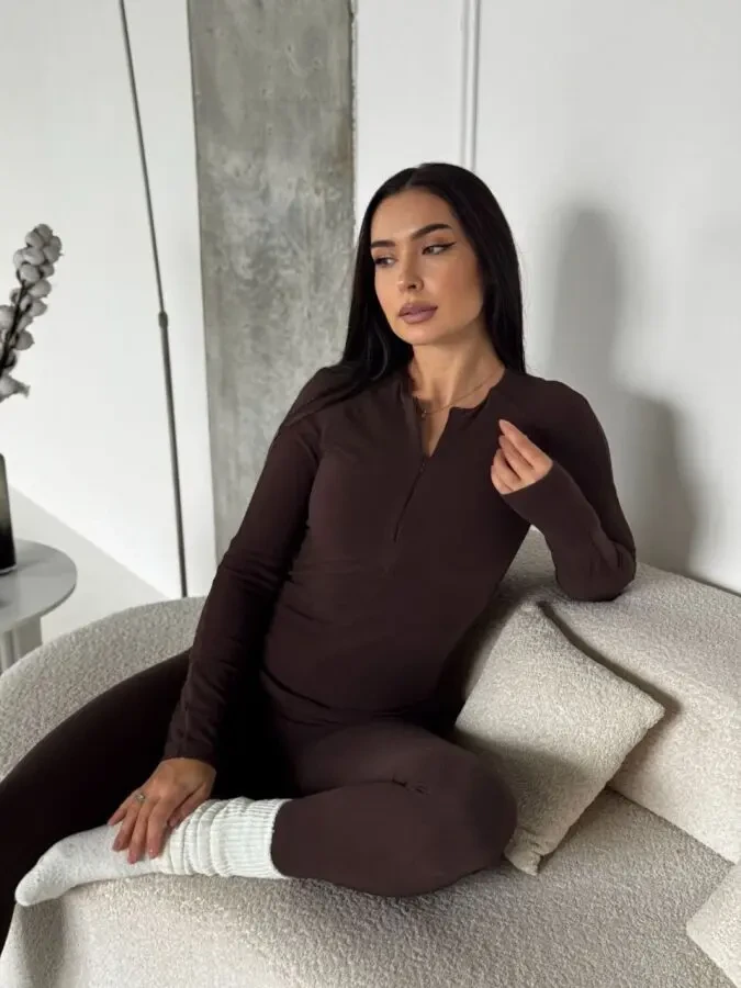 Жіночий костюм термо на блискавці шоколад 4