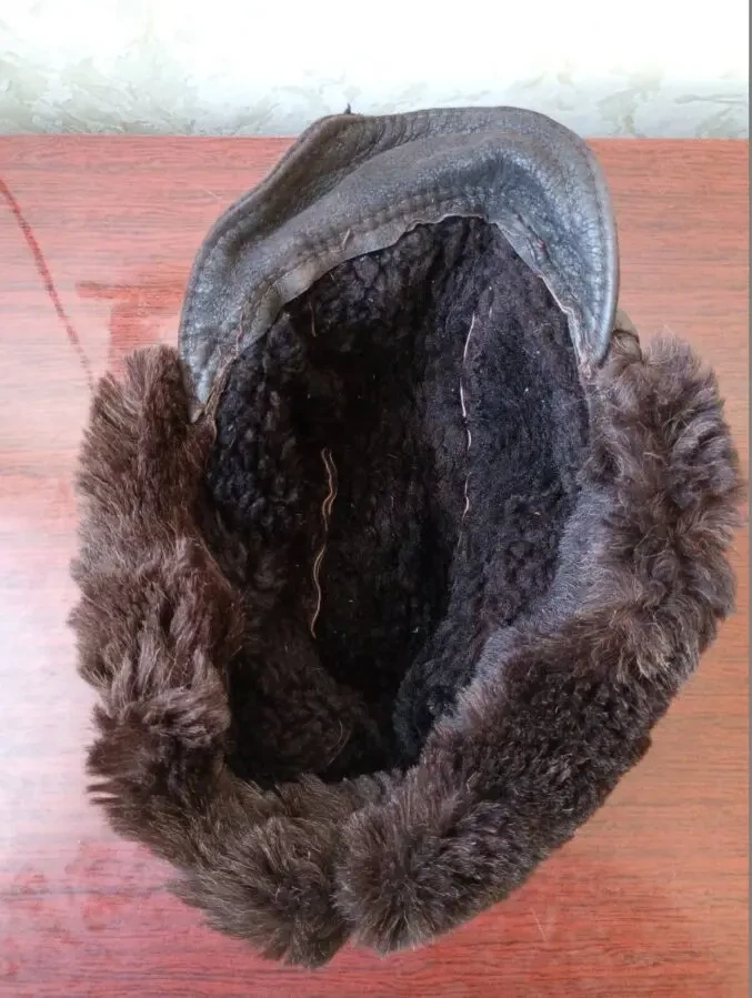 Детская дубленая шапка на меху. 3