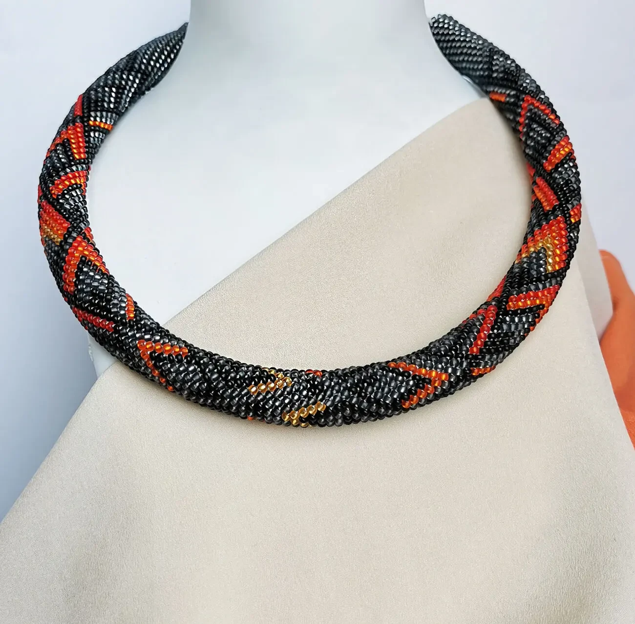 Прикраса із бісеру кольє-джгут Жар-птиця 2