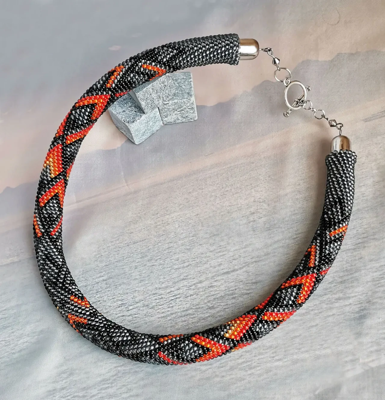 Прикраса із бісеру кольє-джгут Жар-птиця 7