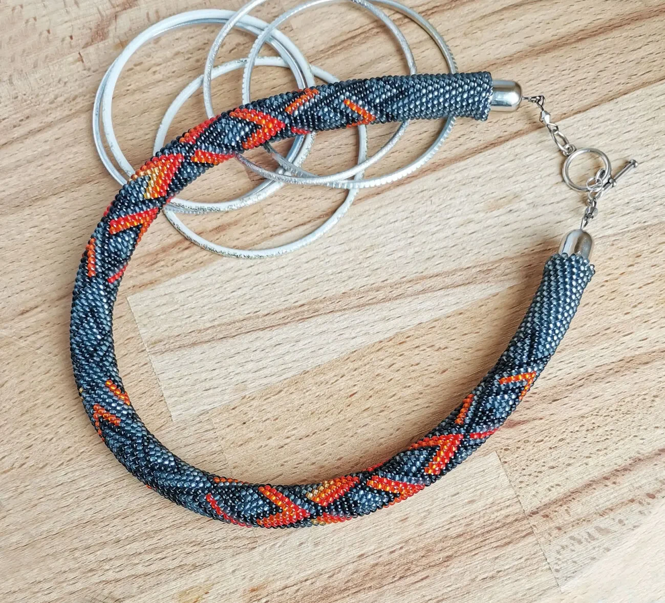 Прикраса із бісеру кольє-джгут Жар-птиця 5