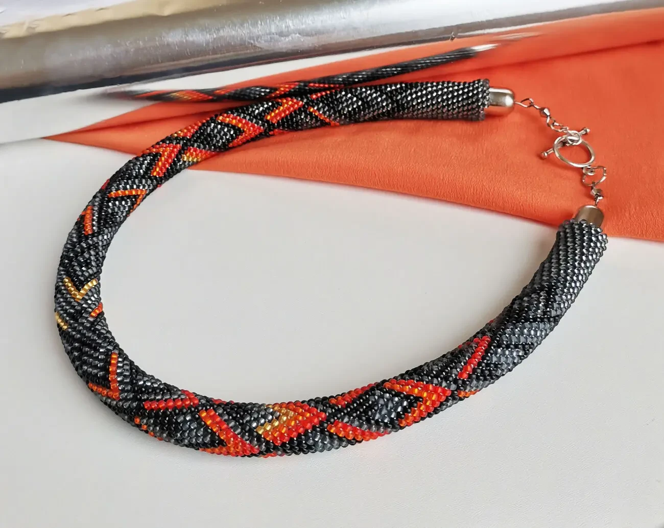 Прикраса із бісеру кольє-джгут Жар-птиця 3