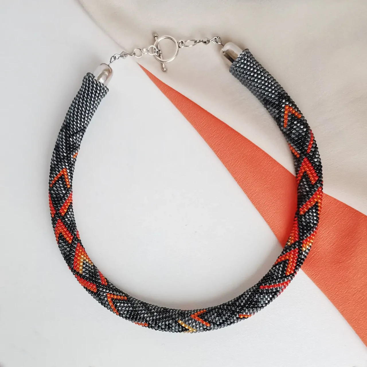 Прикраса із бісеру кольє-джгут Жар-птиця 6