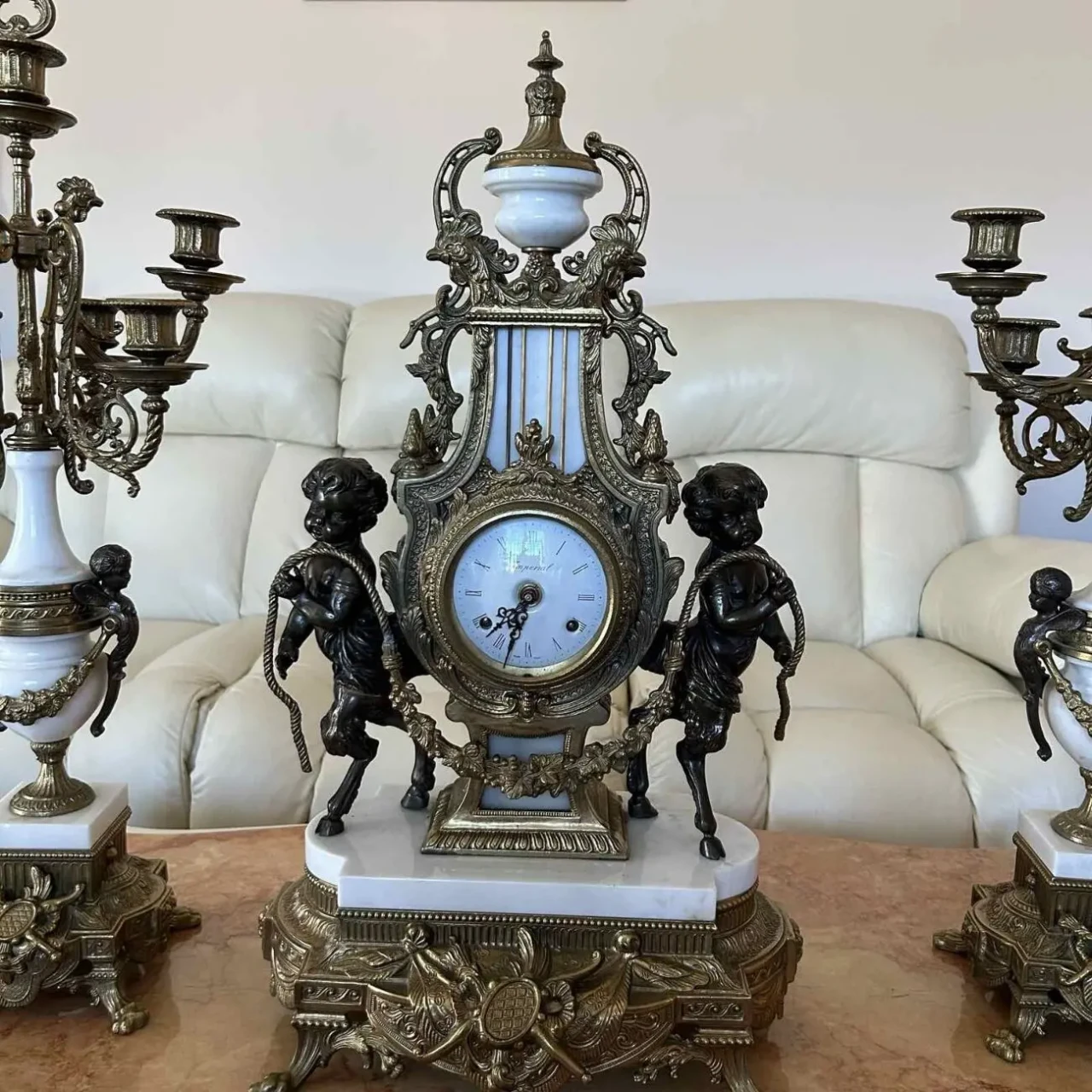 Годинник з канделябрами антикваріат Італія 5