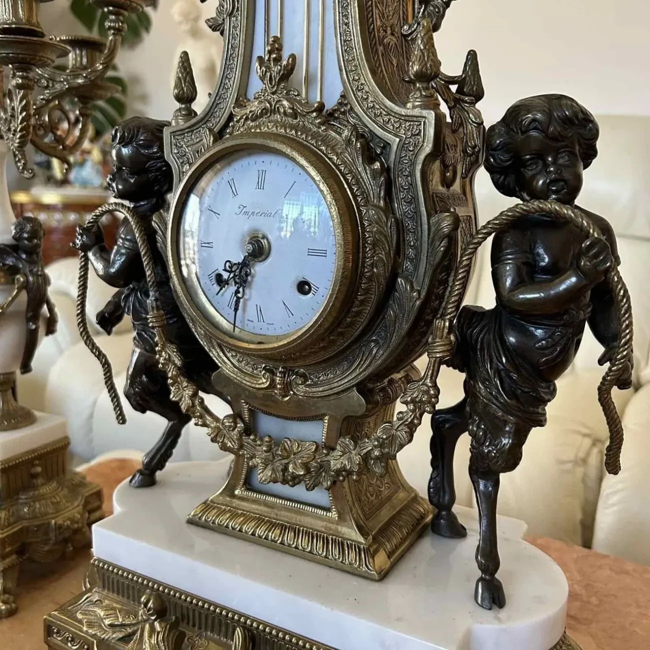 Годинник з канделябрами антикваріат Італія 6