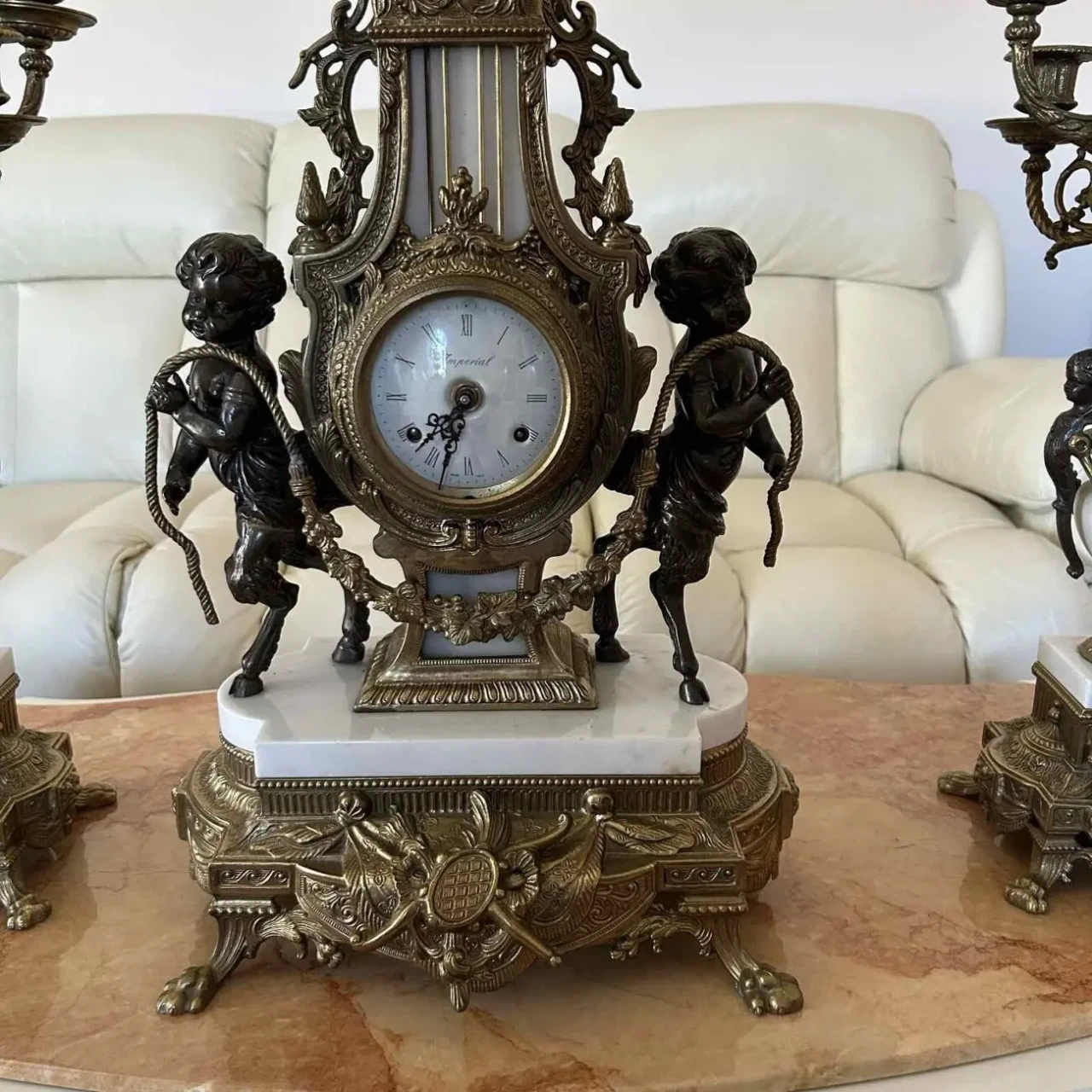 Годинник з канделябрами антикваріат Італія 3