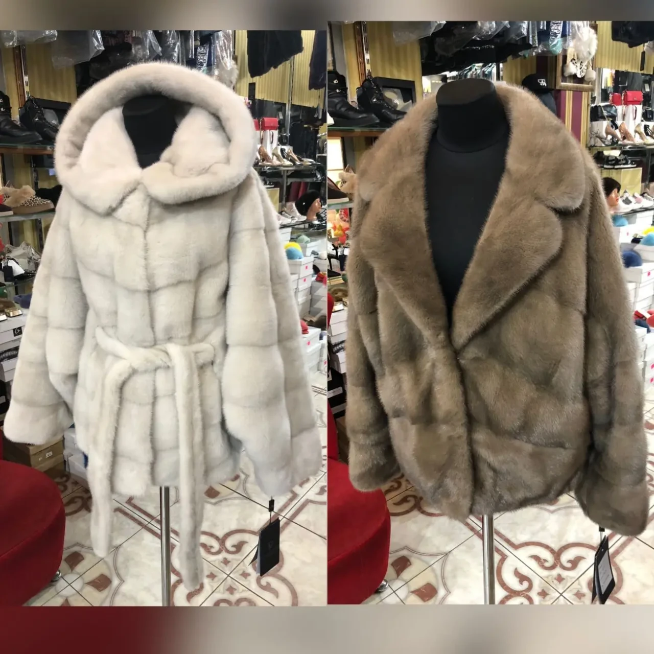 Норкова шуба капюшон біла,пастель,пояс