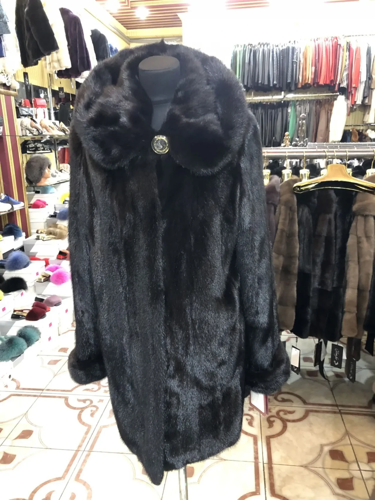 Норкова шуба чорна, капюшон,поперечка,розпуск,суцільна 4