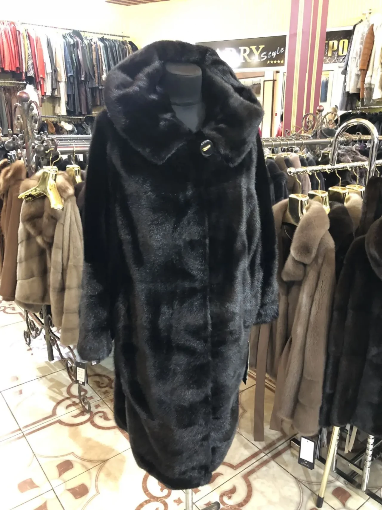 Норкова шуба чорна, капюшон,поперечка,розпуск,суцільна 6