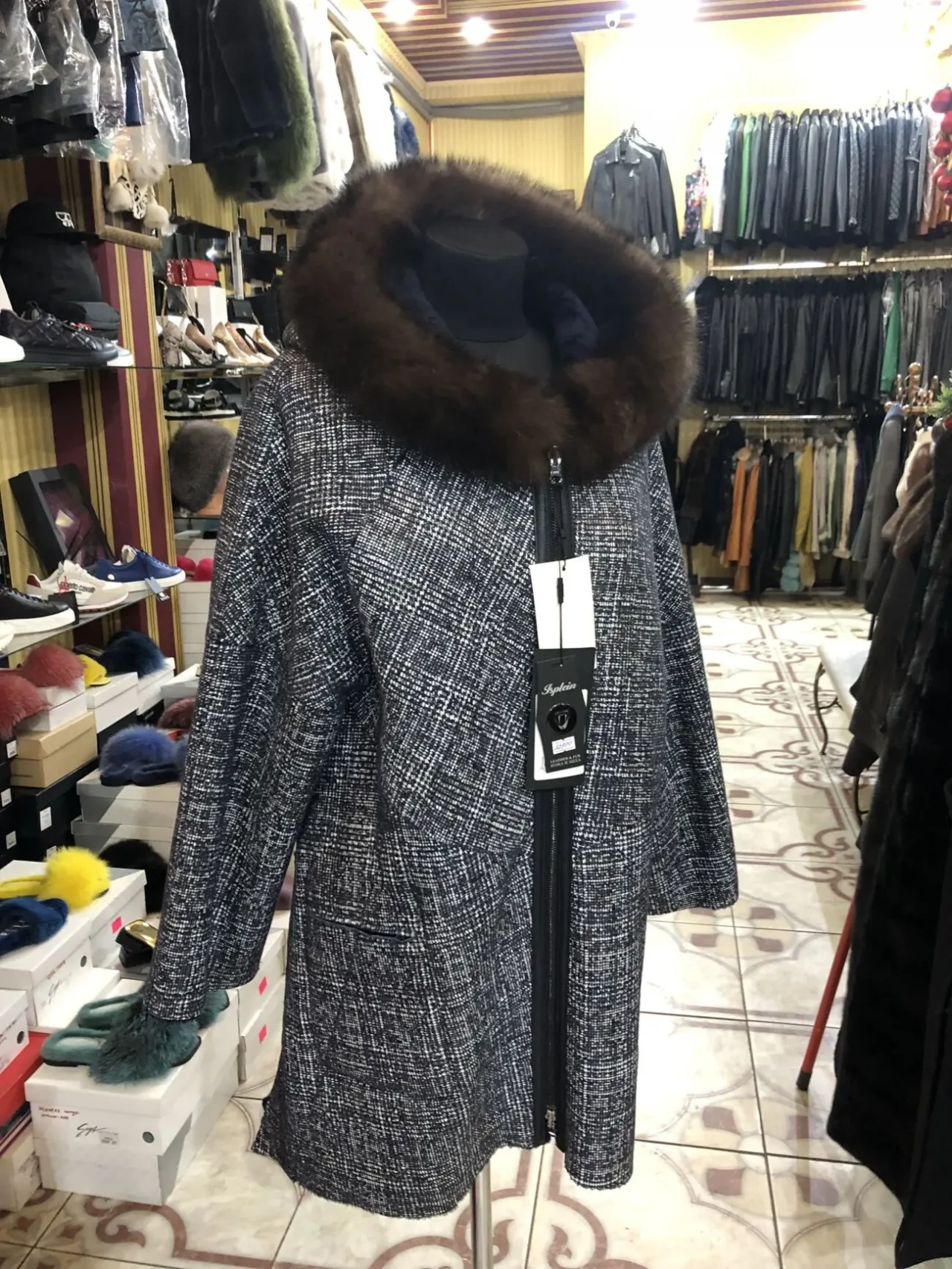 Двостороння шуба,дублянка астраган з капюшоном 3