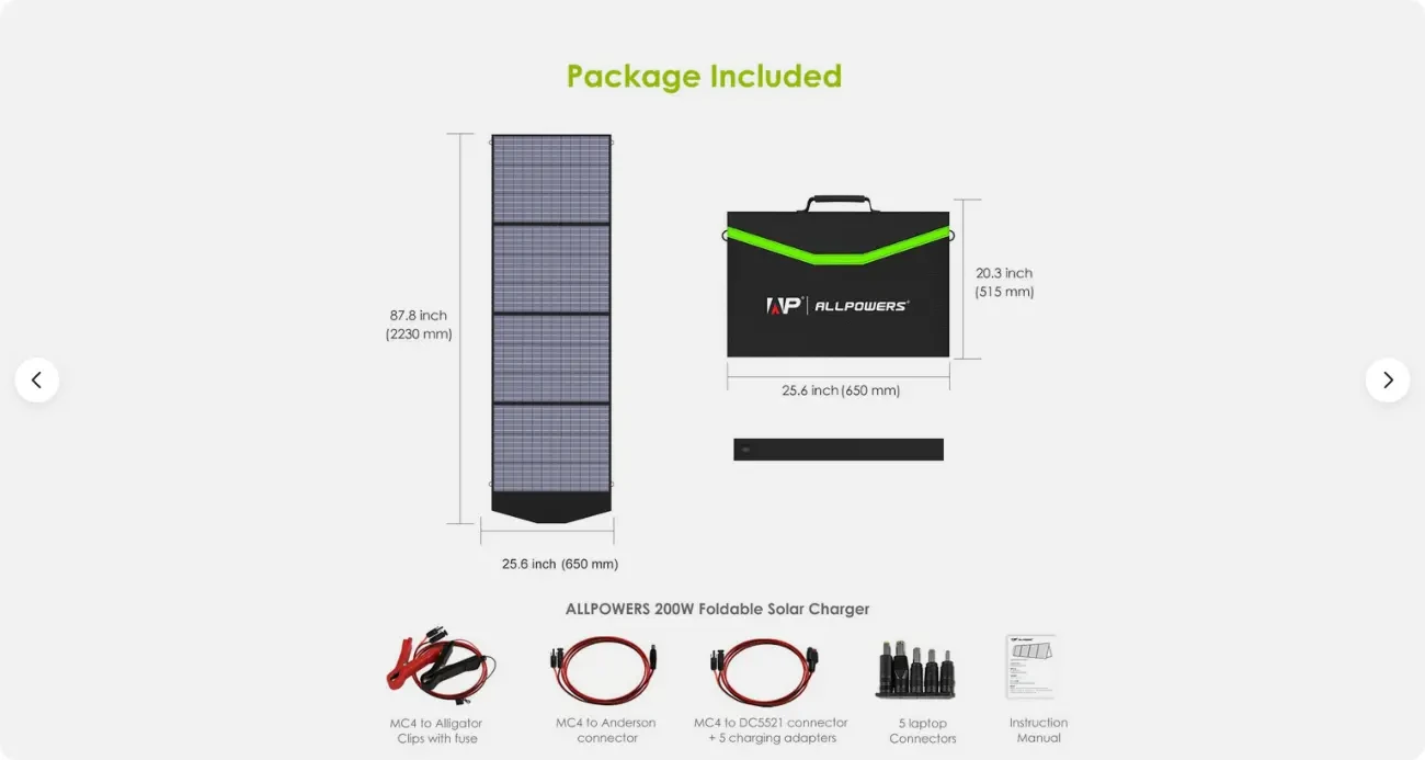 Мобільна сонячна панель ALLPOWERS 200W (200 ват) 4