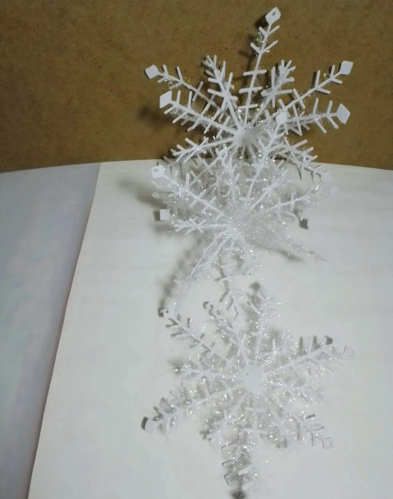 Снежинка пластик складная набор 3 штуки игрушки новогодние белые 2