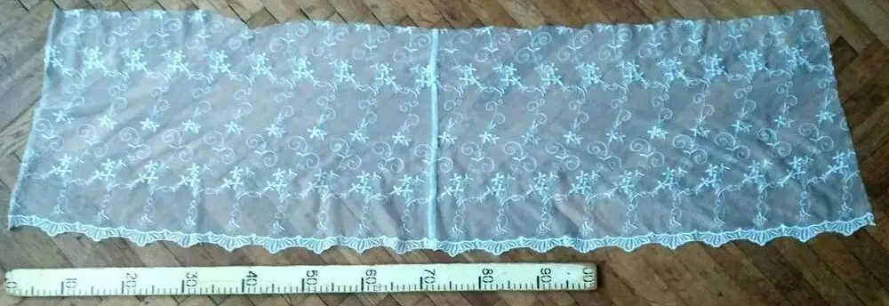 Ламбрекен гардина штора тюль  с вышивкой белая с фестонами 6