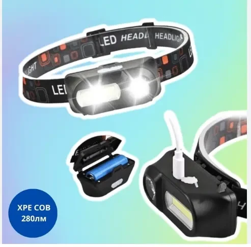 Налобний ліхтар, ліхтарик акумуляторний 18650 microusb 10вт 2