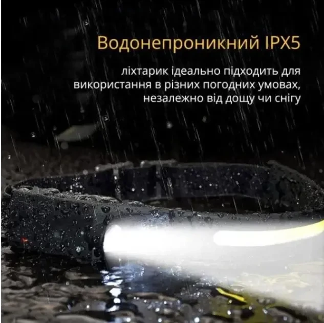 Налобний акумуляторний ліхтар із датчиком руху та 3 світлодіодами 7