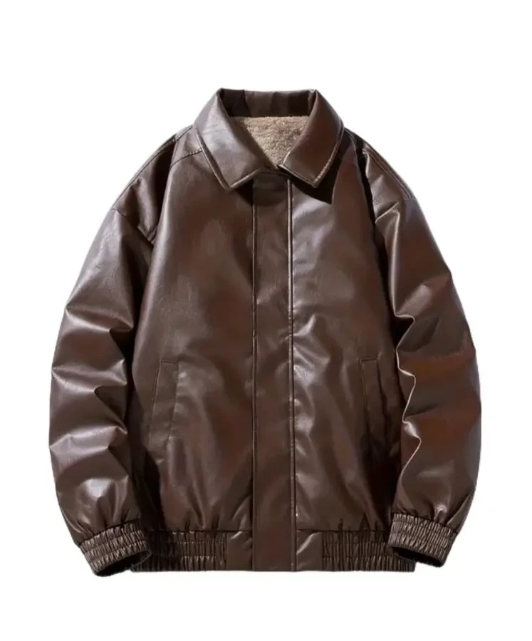 Чоловіча зимова куртка Бомбер шкіряний (Піл 3