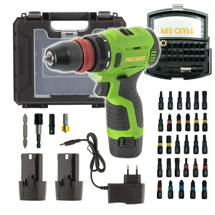 Акумуляторний шурупокрут Procraft PA12PRO DFR з набором біт BS-32